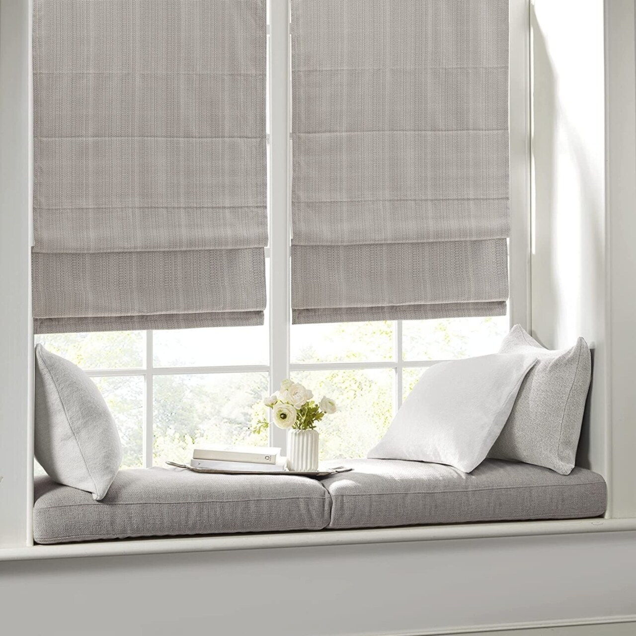 Madison Park Galen Basketweave Cordless Roman Shade Collection - 33x64" - Taupe